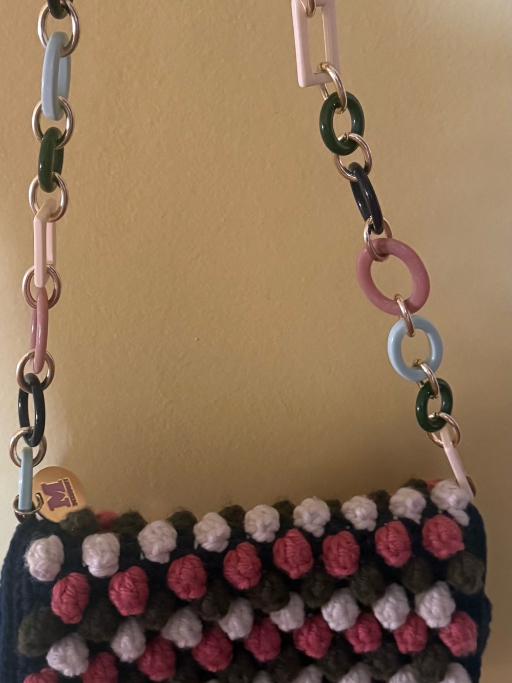 Missoni Navy Crochet Crossbody with Pink, White & Olive Bobbles - Picture 5 of 6